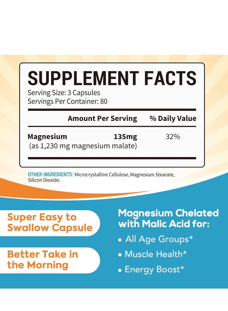 شورباونتي كبسولات مالات المغنيسيوم 410 ملجم، مكملات المغنيسيوم، مخلبية، عالية الامتصاص، إنتاج الطاقة ودعم العضلات وتخفيف تشنجات الساق، معدن للأطفال والمراهقين والبالغين، 90 كبسولة نباتية - Image 2